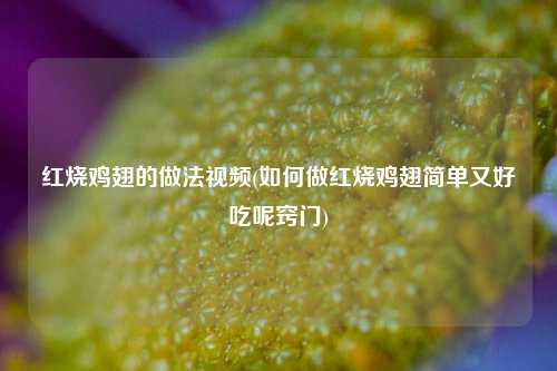 红烧鸡翅的做法视频(如何做红烧鸡翅简单又好吃呢窍门)